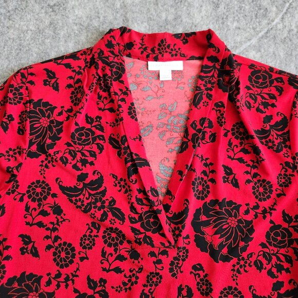 Charter Club Liquid Knit Stretch V-Neck Tank Top Women's S Red Vamp Whimsigoth - Picture 1 of 11